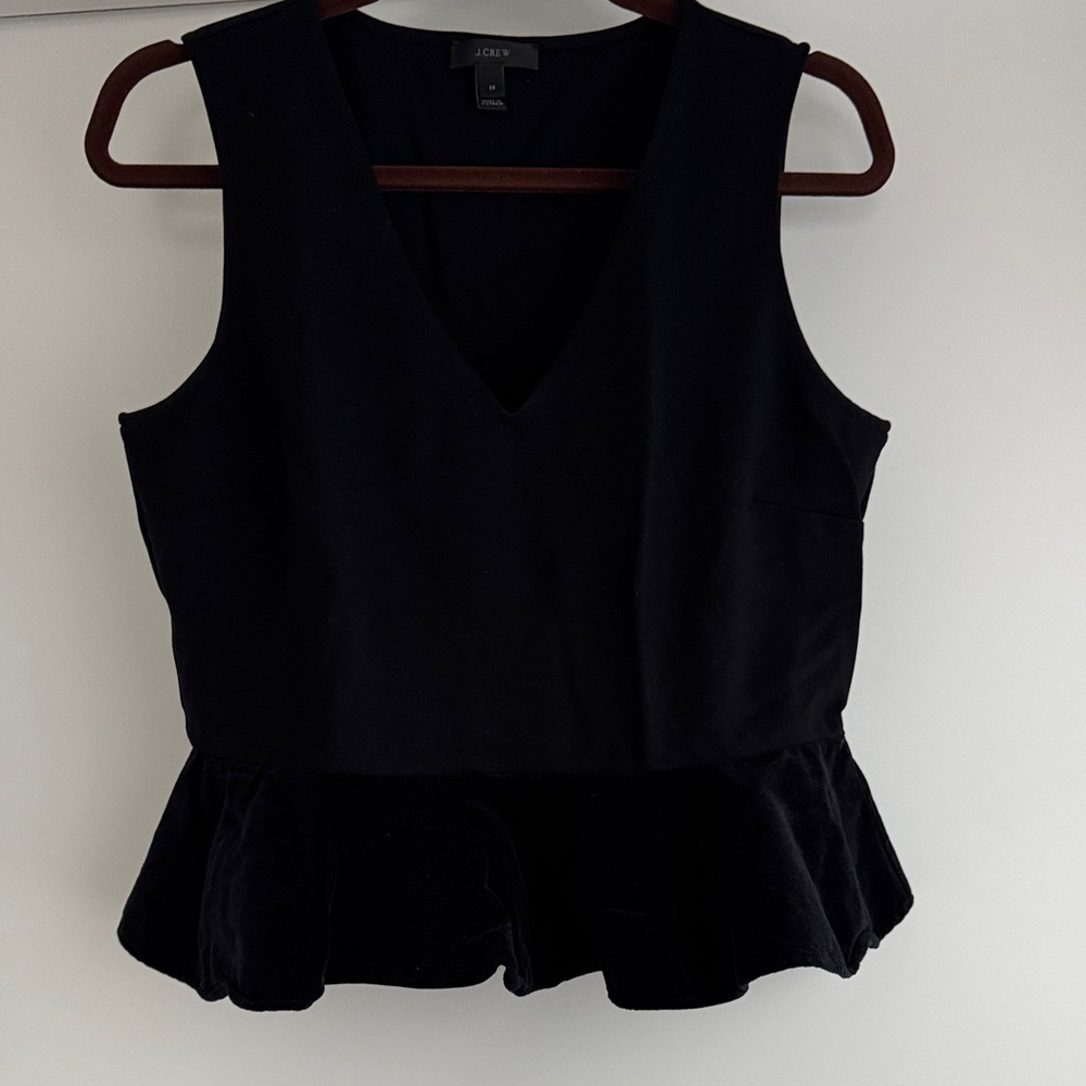 J. Crew Black Sleeveless Peplum Blouse